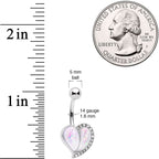 White Faux Opal Clear Gem Peachy Heart Belly Ring