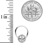 16G 3/8 Clear Gem Retro Peace Sign Hinged Segment Ring