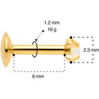 16G 1/4 2mm Syn Opal Gold G23 Titanium Internal Thread Labret