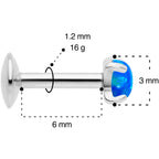 16G 1/4 3mm Blue Syn Opal G23 Titanium Internal Thread Labret