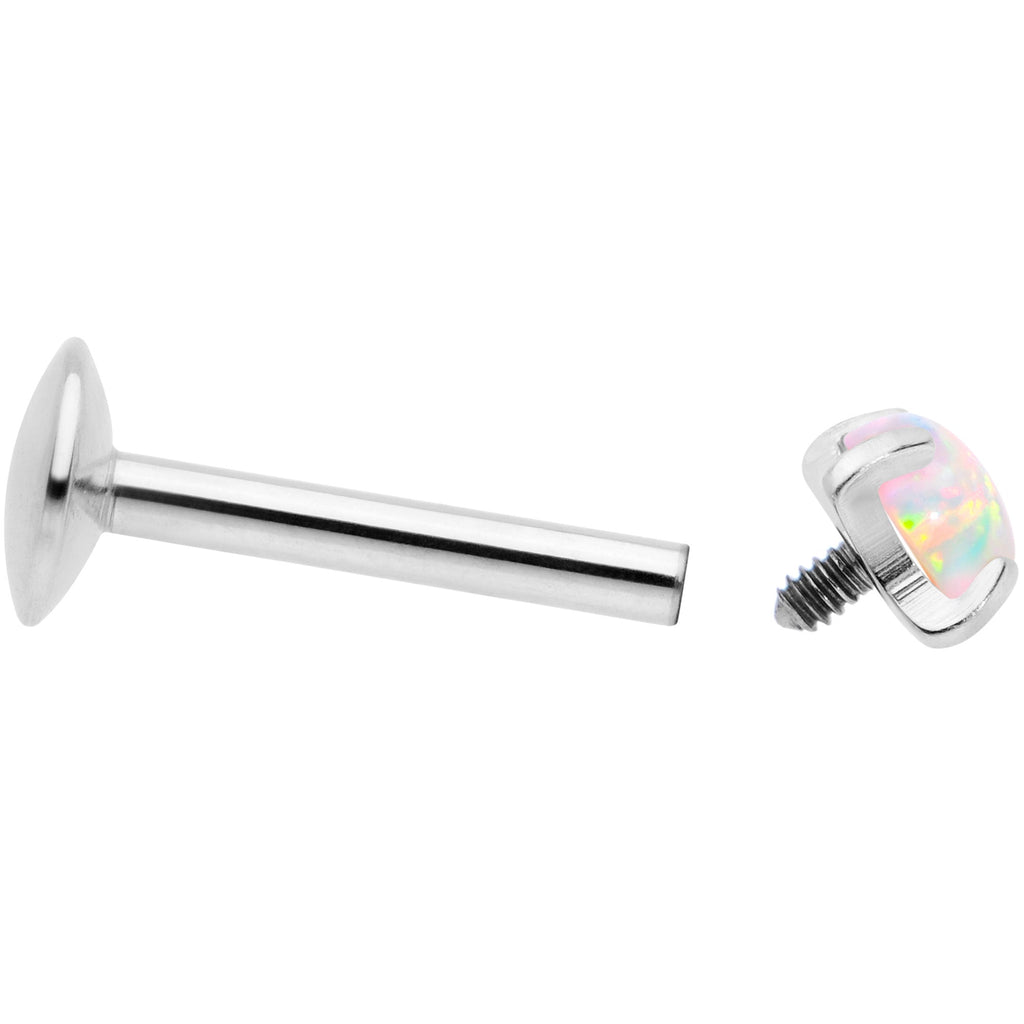 16G 5/16 3mm White Syn Opal G23 Titanium Internal Thread Labret