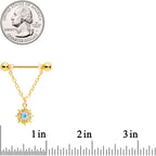 14G 5/8 Aurora Gem Gold Tone Sun Moon Dangle Nipple Ring Set