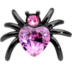 16G 1/4 Pink Gem Black Heart Spider Cartilage Tragus
