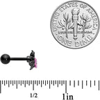 16G 1/4 Pink Gem Black Heart Spider Cartilage Tragus