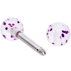 16G 1/4 Purple Splatter Straight Barbell Cartilage Tragus Earring