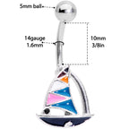 Black Gem White Pink Teal Nautical Sailboat Belly Ring