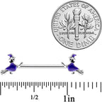 14G 5/8  Blue Spooky Halloween Witch Barbell Nipple Ring Set