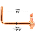 22G 5/16 Pink Rose Gold Tone Nerdy Easter Bunny L Shaped Nose Ring