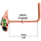 22G 5/16 Rose Gold Tone Pot O Gold L Shaped Nose Ring