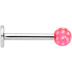 16G 1/4 Pink Polka Dot UV Reactive Acrylic Ball Labret Tragus