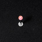 16G 1/4 Pink Polka Dot UV Reactive Acrylic Ball Labret Tragus