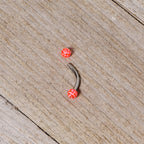 16G 5/16 Pink Polka Dot UV Reactive Acrylic Ball Curved Barbell