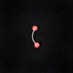 16G 5/16 Pink Polka Dot UV Reactive Acrylic Ball Curved Barbell