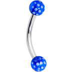 16G 5/16 Blue Polka Dot UV Reactive Acrylic Ball Curved Barbell