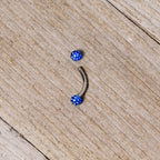16G 5/16 Blue Polka Dot UV Reactive Acrylic Ball Curved Barbell