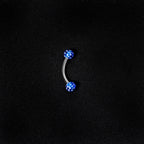 16G 5/16 Blue Polka Dot UV Reactive Acrylic Ball Curved Barbell