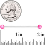 14G Pink White Polka Dot UV Industrial Barbell 38mm