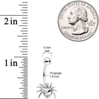 Clear Gem Halloween Heart Spider Belly Ring