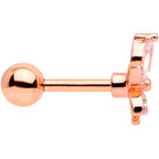 16G 1/4 Clear Gem Rose Gold Tone Lovely Flower Cartilage Tragus