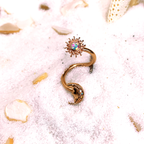 14G 7/16 Aurora Gem Rose Gold Tone Moon Spiral Twister Belly Ring
