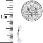 14G 5/16 Clear Speckled Acrylic End Curved Eyebrow Ring