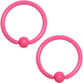 16G 3/8 Pink Glow in the Dark BCR Captive Ring Set of 2