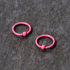 16G 3/8 Pink Glow in the Dark BCR Captive Ring Set of 2