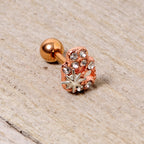16G 1/4 Clear Gem Rose Gold Tone Star Skull Cartilage Tragus