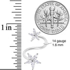 14G 1/2 Clear Gem Star Flower Spiral Twister Belly Ring