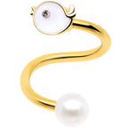 14G 1/2 Clear Gem Gold Tone Bird Spiral Twister Belly Ring