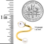 14G 1/2 Clear Gem Gold Tone Bird Spiral Twister Belly Ring