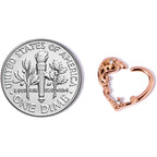 16G 3/8 Clear CZ Gem Rose Gold Tone Heart Right Ear Closure Ring