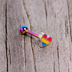 16G 5/16 Pink Blue Rainbow Pansexual Pride Heart Cartilage Tragus
