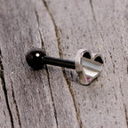 16G 1/4 Black Grey Purple Asexual Pride Heart Cartilage Tragus