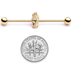 14G Gold Tone Fast Food French Fries Industrial Barbell 38mm