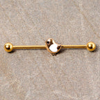 14G Black Gem Gold Tone Baby Bird Industrial Barbell 38mm
