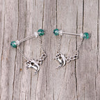 14G 5/8 UV Ball Boo Ghost Halloween Chain Dangle Nipple Ring Set