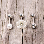 16G 1/4 Clear Gem Flower Cartilage Tragus Set of 3