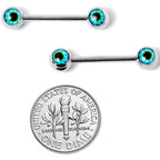 14G 5/8 Haunting Human Blue Eyeball Halloween Nipple Ring Set