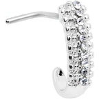 20G 5/16 Clear Gem Texture Faux Hoop L Shaped Nose Ring