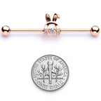 14G Rose Gold Tone Bunny Ear Headphone Industrial Barbell