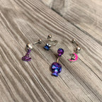Rainbow Scary Double Skull Halloween Double Mount Belly Ring