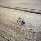 14G 3/8 Blue Gem Graceful Rhombus Spiral Twister Belly Ring