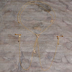 14G 5/8 Clear Gem Gold Tone Heart Star Nipple Chain Necklace