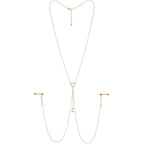 14G 5/8 Clear Gem Gold Tone Heart Star Nipple Chain Necklace