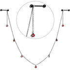 14G 5/8 Red Black Monster Fang Halloween Dangle Nipple Chain