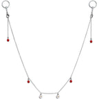 14G 9/16 Clear Gem Ladybug BCR Captive Ring Dangle Nipple Chain
