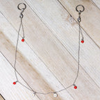 14G 9/16 Clear Gem Ladybug BCR Captive Ring Dangle Nipple Chain