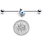14G Blue Eyeball Hand Halloween Industrial Barbell 38mm