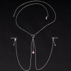 14G 5/8 Pink Gem Sun Heart Star Nipple Chain Necklace